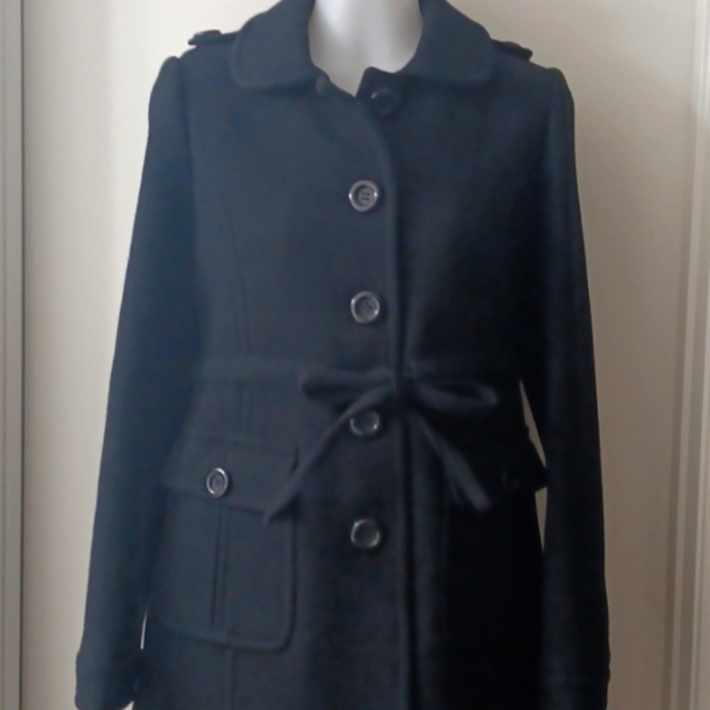 Olive black wool coat/ size Small